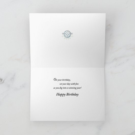 Volleybal Verjaardag met woorden Kaart (Binnen)