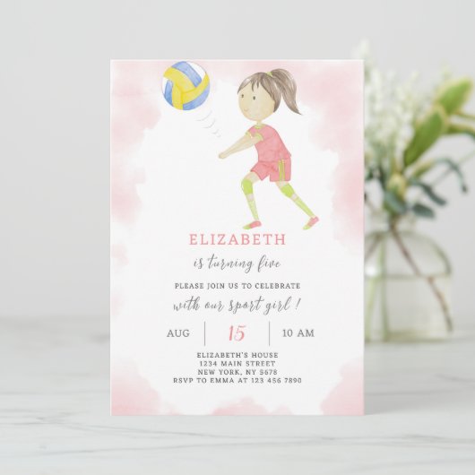 Volleybal Verjaardag Uitnodiging (Staand voorkant)