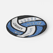 Volleybal Verjaardagsfeest Blauwe Glitter Papieren Bordje (Gekanteld)