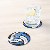 Volleybal Verjaardagsfeest Blauwe Glitter Ronde Kartonnen Onderzetter (Insitu)