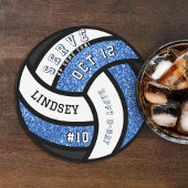 Volleybal Verjaardagsfeest Blauwe Glitter Ronde Kartonnen Onderzetter