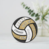 Volleybal Verjaardagsfeest Gouden Glitter Kaart (Staand voorkant)
