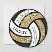 Volleybal Verjaardagsfeest Gouden Glitter Kaart (Voorkant)