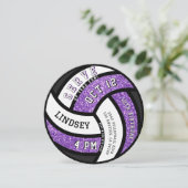 Volleybal Verjaardagsfeest Paarse Glitter Kaart (Staand voorkant)