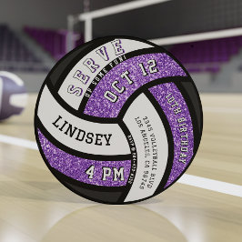 Volleybal Verjaardagsfeest Paarse Glitter Kaart