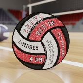 Volleybal Verjaardagsfeest Rode Glitter Kaart
