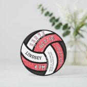 Volleybal Verjaardagsfeest Rode Glitter Kaart (Staand voorkant)