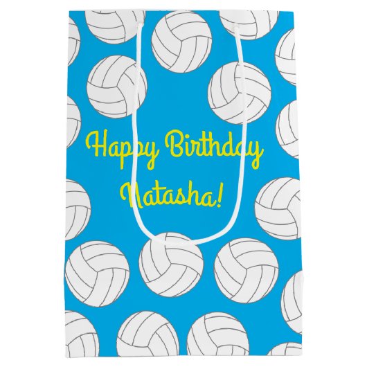 Volleybal verjaardagsfeestje medium cadeauzakje (Achterkant)