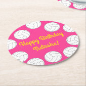 Volleybal verjaardagsfeestje ronde kartonnen onderzetter (Gebogen)