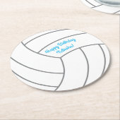 Volleybal verjaardagsfeestje ronde kartonnen onderzetter (Gebogen)