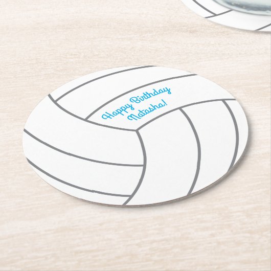 Volleybal verjaardagsfeestje ronde kartonnen onderzetter (Gebogen)