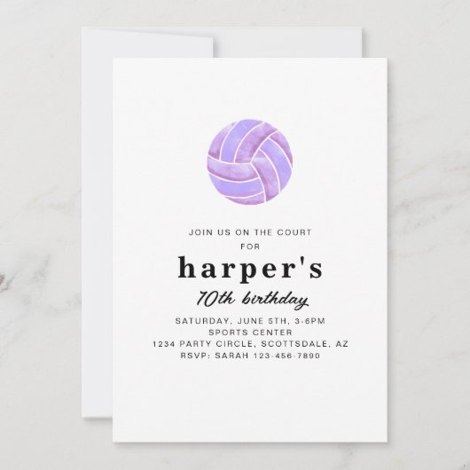 Volleybal verjaardagsuitnodiging kaart (Voorkant)