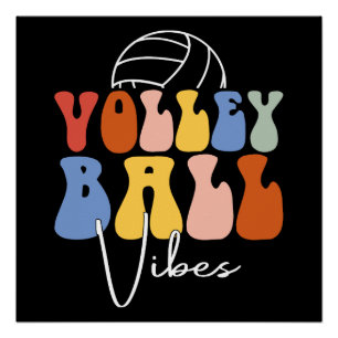Volleybal Vibes Grappig Retro Groovy Speler Cadeau Perfect Poster