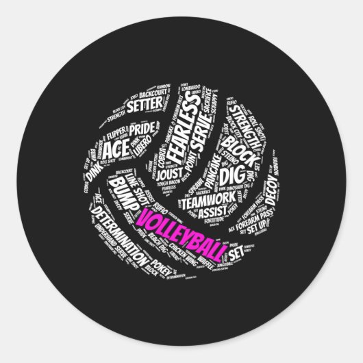 Volleybal voor K en volleybal woorden Ronde Sticker (Voorkant)