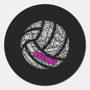 Volleybal voor K en volleybal woorden Ronde Sticker