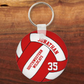 volleybal voor rode witte gepersonaliseerde jongen sleutelhanger (Voorkant)
