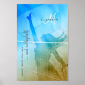 volleybal voor vrouwen op het strand en aan de sur poster (Voorkant)