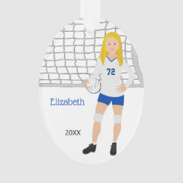 Volleybal Vrouw Blonde in blauw en wit Ornament