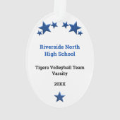 Volleybal Vrouw Blonde in blauw en wit Ornament (achterkant)