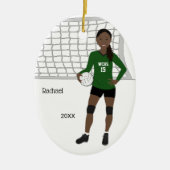 Volleybal Vrouw Zwart Haar Groen & Zwart Keramisch Ornament (Voorkant)