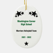 Volleybal Vrouw Zwart Haar Groen & Zwart Keramisch Ornament (Achterkant)