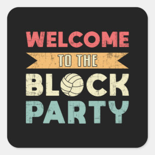Volleybal Welkom bij de Block Party Beach Ball Vierkante Sticker