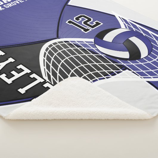 Volleybal 🏐 zwart, blauw en wit sherpa deken (3/4)