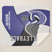 Volleybal 🏐 zwart, blauw en wit sherpa deken (Voorkant (horizontaal))