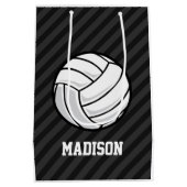 Volleybal; Zwart & Donker Grijze Strepen Medium Cadeauzakje (Achterkant)