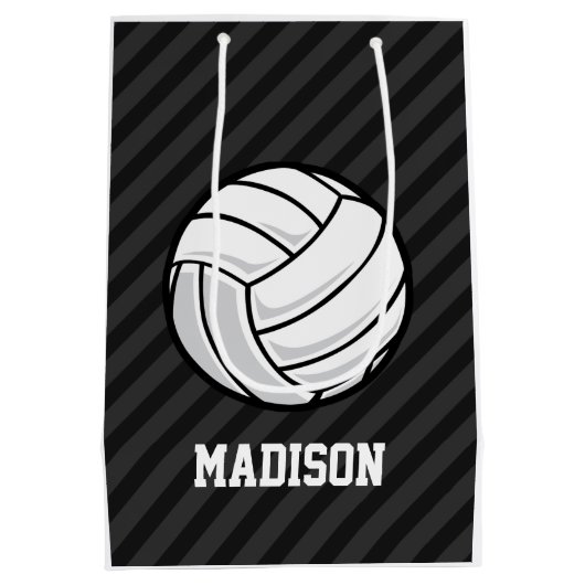 Volleybal; Zwart & Donker Grijze Strepen Medium Cadeauzakje (Achterkant)