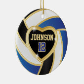 Volleybal 🏐 zwart, wit en blauw keramisch ornament (Rechts)