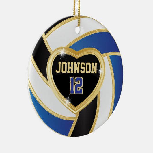 Volleybal 🏐 zwart, wit en blauw keramisch ornament (Rechts)