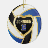 Volleybal 🏐 zwart, wit en blauw keramisch ornament (Links)