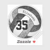 volleybal zwarte grijze meisjes met nummer sticker (Vel)