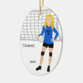 Volleybalblauw Vrouw en zwart Keramisch Ornament (Links)
