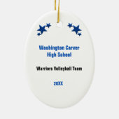 Volleybalblauw Vrouw en zwart Keramisch Ornament (Achterkant)