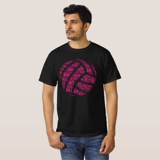 volleybalborstroze t-shirt (Voorkant volledig)