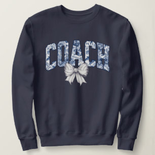 Volleybalcoach Blue Floral Bow Trui