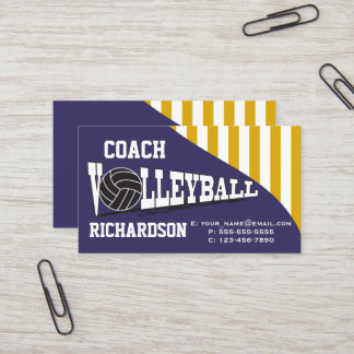 Volleybalcoach - Donkerpaars & Geel Visitekaartje