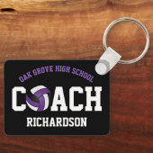 Volleybalcoach met spelersnamen - Paarse Sleutelhanger (Voorkant)