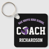 Volleybalcoach met spelersnamen - Paarse Sleutelhanger (Voorkant)