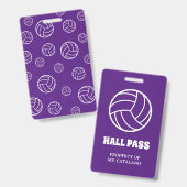 volleybalcoach Teacher Hall Pass schoolkleuren Badge (Voor- en achterkant)