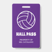 volleybalcoach Teacher Hall Pass schoolkleuren Badge (Achterkant)