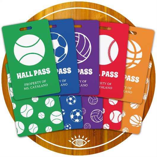 volleybalcoach Teacher Hall Pass schoolkleuren Badge