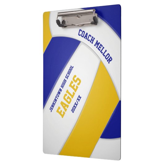 volleybalcoach van het blauwe goudteam klembord (Links)