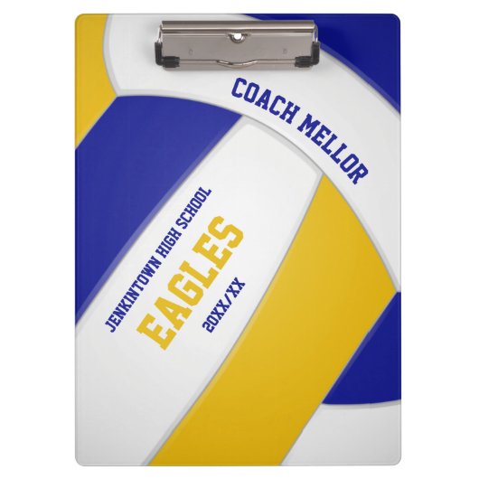 volleybalcoach van het blauwe goudteam klembord (Voorkant)