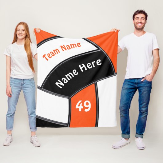 Volleybaldoperen Oranje, wit en zwart Fleece Deken (In situ)