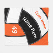 Volleybaldoperen Oranje, wit en zwart Fleece Deken (Voorkant (Horizontaal))