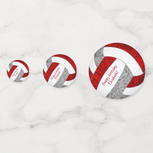 volleybalfeest voor rood grijs meisje confetti (Voorkanten)