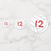 volleybalfeest voor rood grijs meisje confetti (Achterkanten)